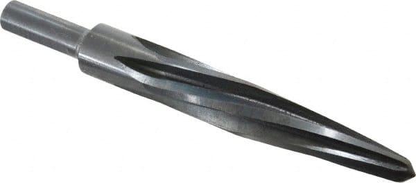 Made in USA - 13/16" Reamer Diam, 7/16" Small End Diam, 1/2" Diam Straight Shank, 4-1/2" Flute, Bridge Reamer - Exact Tooling