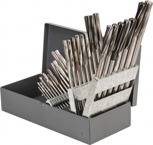 Interstate - 1/16" to 1/2", Chucking Reamer Set - Spiral Flute, Right Hand Cut, 29 Pieces - Exact Tooling