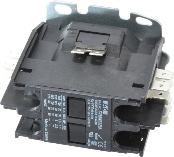 Eaton Cutler-Hammer - 2 Pole, 20 Amp Inductive Load, 110 to 120 Coil VAC at 50/60 Hz, Nonreversible Definite Purpose Contactor - Exact Tooling