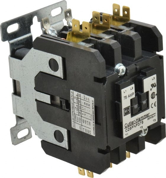Eaton Cutler-Hammer - 3 Pole, 75 Amp Inductive Load, 110 to 120 Coil VAC at 50/60 Hz, Nonreversible Definite Purpose Contactor - Exact Tooling
