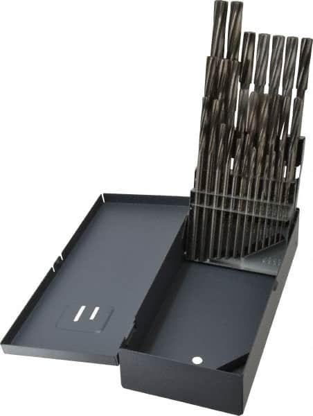 Made in USA - 1/16" to 1/2", Chucking Reamer Set - Spiral Flute, Right Hand Cut, 29 Pieces - Exact Tooling