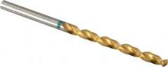 Accupro - 3.7mm 135° Cobalt Jobber Drill - TiN Finish, Right Hand Cut, Spiral Flute, Straight Shank, 70mm OAL, Split Point - Exact Tooling