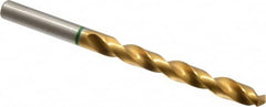 Accupro - Letter Q 135° Cobalt Jobber Drill - TiN Finish, Right Hand Cut, Spiral Flute, Straight Shank, 117mm OAL, Split Point - Exact Tooling