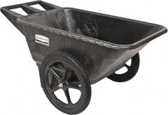 Rubbermaid - 7.5 Cu Ft, 300 Lb Capacity Wheelbarrow with 20" Radial Wheel - Plastic Handle, 58" Long x 32-3/4" Wide x 28-1/4" High, Black - Exact Tooling