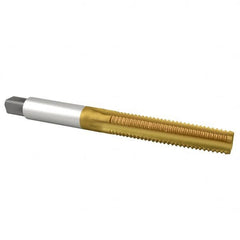 Hertel - M6x1.00 Metric Coarse 6H 4 Flute TiN Finish High Speed Steel Straight Flute Standard Hand Tap - Bottoming, Right Hand Thread, 2-1/2" OAL, D5 Limit - Exact Tooling