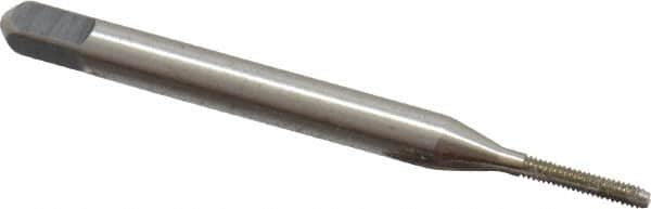 Hertel - #0-80 UNF 3B 2 Flute Bright Finish High Speed Steel Straight Flute Standard Hand Tap - Bottoming, Right Hand Thread, 1-5/8" OAL, 5/16" Thread Length, H1 Limit - Exact Tooling