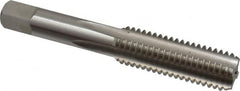 Hertel - 9/16-12 UNC 4 Flute Bright Finish High Speed Steel Straight Flute Standard Hand Tap - Bottoming, Right Hand Thread, 3-3/8" OAL, 1-21/32" Thread Length, H5 Limit - Exact Tooling