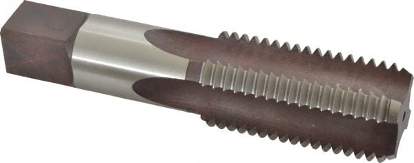 Hertel - 1-1/2 - 6 UNC 3B 4 Flute Bright Finish High Speed Steel Straight Flute Standard Hand Tap - Bottoming, Right Hand Thread, 6-3/8" OAL, H4 Limit - Exact Tooling