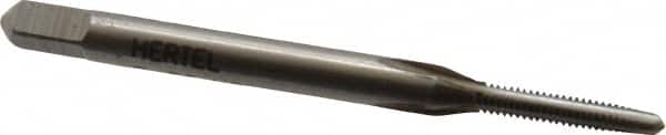 Hertel - #2-56 UNC 2B 3 Flute Bright Finish High Speed Steel Straight Flute Standard Hand Tap - Taper, Right Hand Thread, 1-3/4" OAL, H1 Limit - Exact Tooling
