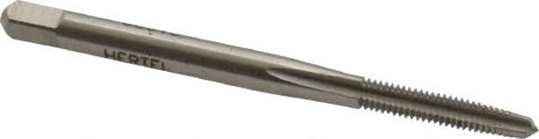 Hertel - #4-48 UNF 2B 3 Flute Bright Finish High Speed Steel Straight Flute Standard Hand Tap - Taper, Right Hand Thread, 1-7/8" OAL, H2 Limit - Exact Tooling