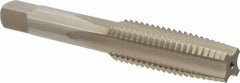 Hertel - 9/16-12 UNC 4 Flute Bright Finish High Speed Steel Straight Flute Standard Hand Tap - Taper, Right Hand Thread, 3-19/32" OAL, H3 Limit - Exact Tooling