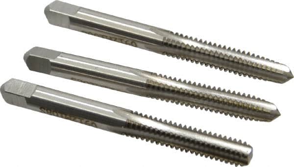Hertel - 1/4-20 UNC, 4 Flute, Bottoming, Plug & Taper, Bright Finish, High Speed Steel Tap Set - 2-1/2" OAL, 2B/3B Class of Fit - Exact Tooling