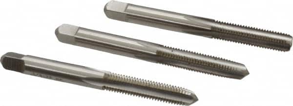 Hertel - 1/4-28 UNF, 4 Flute, Bottoming, Plug & Taper, Bright Finish, High Speed Steel Tap Set - 2-1/2" OAL, 2B/3B Class of Fit - Exact Tooling