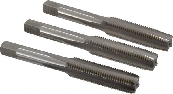 Hertel - 7/16-20 UNF, 4 Flute, Bottoming, Plug & Taper, Bright Finish, High Speed Steel Tap Set - 3-5/32" OAL, 2B/3B Class of Fit - Exact Tooling