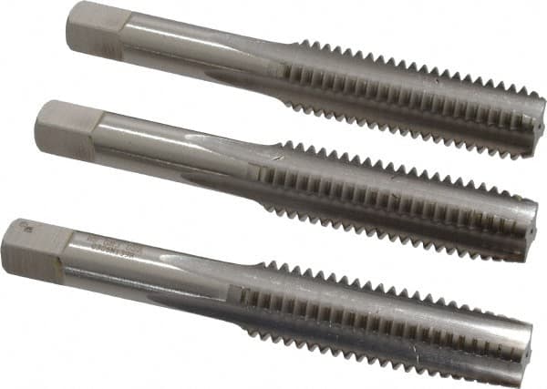 Hertel - 1/2-13 UNC, 4 Flute, Bottoming, Plug & Taper, Bright Finish, High Speed Steel Tap Set - 3-3/8" OAL, 2B/3B Class of Fit - Exact Tooling