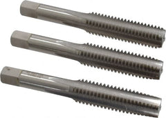 Hertel - 1/2-13 UNC, 4 Flute, Bottoming, Plug & Taper, Bright Finish, High Speed Steel Tap Set - 3-3/8" OAL, 2B/3B Class of Fit - Exact Tooling