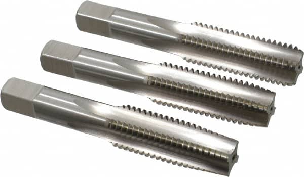 Hertel - 3/4-10 UNC, 4 Flute, Bottoming, Plug & Taper, Bright Finish, High Speed Steel Tap Set - 4-1/4" OAL, 2B/3B Class of Fit - Exact Tooling