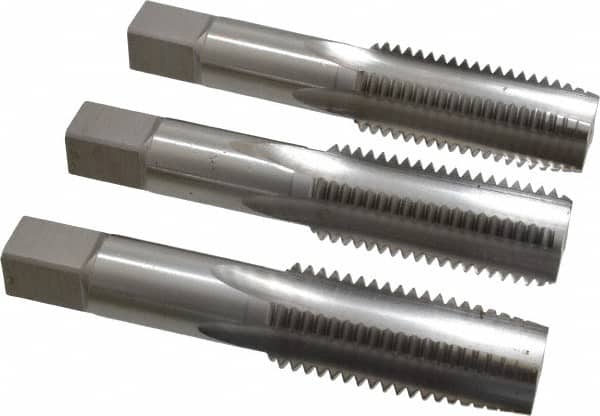 Hertel - 1-8 UNC, 4 Flute, Bottoming, Plug & Taper, Bright Finish, High Speed Steel Tap Set - 5-1/8" OAL, 2B/3B Class of Fit - Exact Tooling