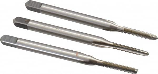 Hertel - #2-56 UNC, 3 Flute, Bottoming, Plug & Taper, Bright Finish, High Speed Steel Tap Set - 1-3/4" OAL, 2B/3B Class of Fit - Exact Tooling