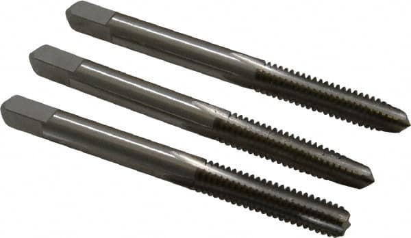 Hertel - #12-24 UNC, 4 Flute, Bottoming, Plug & Taper, Bright Finish, High Speed Steel Tap Set - 2-3/8" OAL, 2B/3B Class of Fit - Exact Tooling