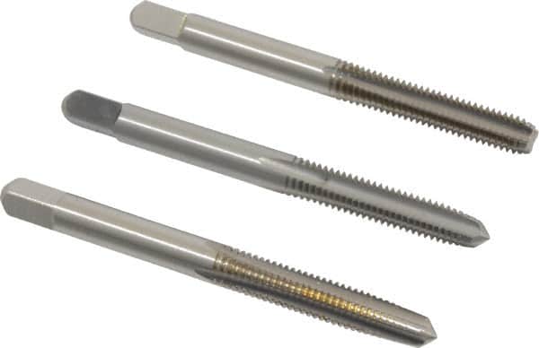 Hertel - #12-28 UNF, 4 Flute, Bottoming, Plug & Taper, Bright Finish, High Speed Steel Tap Set - 2-3/8" OAL, 2B/3B Class of Fit - Exact Tooling