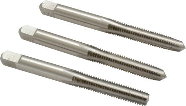 Hertel - M6x1.00 Metric Coarse, 4 Flute, Bottoming, Plug & Taper, Bright Finish, High Speed Steel Tap Set - 2-1/2" OAL, 6H Class of Fit - Exact Tooling