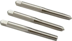 Hertel - M6x1.00 Metric Coarse, 4 Flute, Bottoming, Plug & Taper, Bright Finish, High Speed Steel Tap Set - 2-1/2" OAL, 6H Class of Fit - Exact Tooling