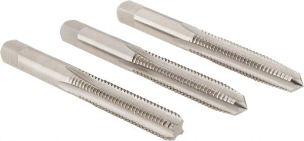 Hertel - M8x1.25 Metric Coarse, 4 Flute, Bottoming, Plug & Taper, Bright Finish, High Speed Steel Tap Set - 2-23/32" OAL, 6H Class of Fit - Exact Tooling