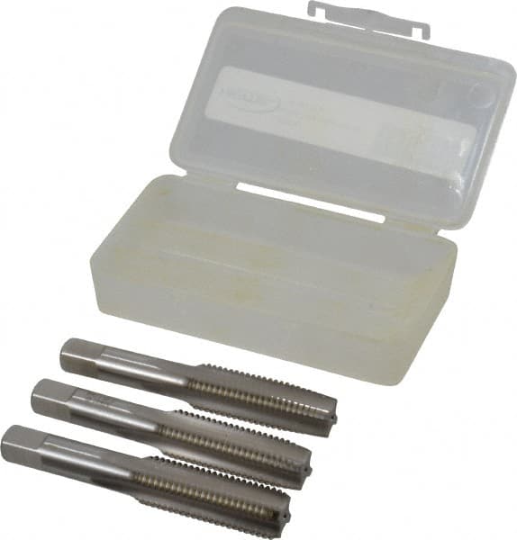Hertel - M16x2.00 Metric Coarse, 4 Flute, Bottoming, Plug & Taper, Bright Finish, High Speed Steel Tap Set - 3-13/16" OAL, 6H Class of Fit - Exact Tooling