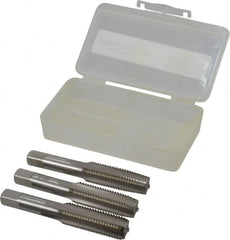 Hertel - M16x2.00 Metric Coarse, 4 Flute, Bottoming, Plug & Taper, Bright Finish, High Speed Steel Tap Set - 3-13/16" OAL, 6H Class of Fit - Exact Tooling