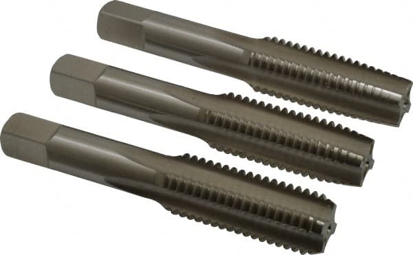 Hertel - M18x2.50 Metric Coarse, 4 Flute, Bottoming, Plug & Taper, Bright Finish, High Speed Steel Tap Set - 4-1/32" OAL, 6H Class of Fit - Exact Tooling