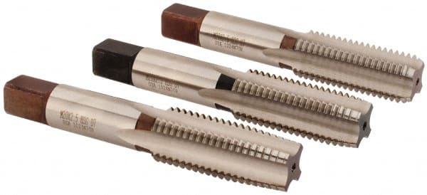 Hertel - M20x2.50 Metric Coarse, 4 Flute, Bottoming, Plug & Taper, Bright Finish, High Speed Steel Tap Set - 4-15/32" OAL, 6H Class of Fit - Exact Tooling