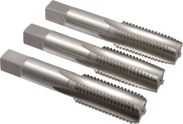 Hertel - M24x3.00 Metric Coarse, 4 Flute, Bottoming, Plug & Taper, Bright Finish, High Speed Steel Tap Set - 4-29/32" OAL, 6H Class of Fit - Exact Tooling