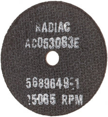 Radiac Abrasives - 3" 46 Grit Ceramic Cutoff Wheel - 1/16" Thick, 3/8" Arbor, Use with Angle Grinders - Exact Tooling