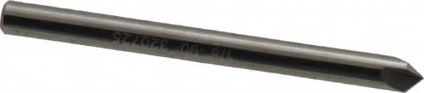 Hertel - 1/8" Head Diam, 1/8" Shank Diam, 3 Flute 90° Solid Carbide Countersink - Bright Finish, 1-1/2" OAL, Single End, Straight Shank, Right Hand Cut - Exact Tooling
