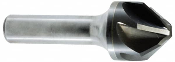 Hertel - 1/4" Head Diam, 1/4" Shank Diam, 6 Flute 60° Solid Carbide Countersink - Bright Finish, 2" OAL, Single End, Straight Shank, Right Hand Cut - Exact Tooling