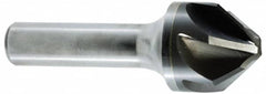 Hertel - 1/4" Head Diam, 1/4" Shank Diam, 6 Flute 60° Solid Carbide Countersink - Bright Finish, 2" OAL, Single End, Straight Shank, Right Hand Cut - Exact Tooling