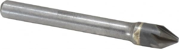 Hertel - 5/16" Head Diam, 1/4" Shank Diam, 6 Flute 60° Solid Carbide Countersink - Bright Finish, 2-1/2" OAL, Single End, Straight Shank, Right Hand Cut - Exact Tooling