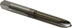 Hertel - 3/8-16 UNC, 3 Flute, Bright Finish, High Speed Steel Spiral Point Tap - Plug Chamfer, Right Hand Thread, 2-15/16" OAL - Exact Tooling