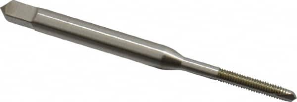 Hertel - #2-64 UNF, 2 Flute, Bright Finish, High Speed Steel Spiral Point Tap - Plug Chamfer, Right Hand Thread, 1-3/4" OAL, 2B Class of Fit - Exact Tooling