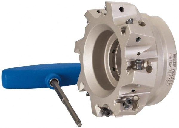Iscar - 8 Inserts, 4" Cut Diam, 1-1/2" Arbor Diam, 0.642" Max Depth of Cut, Indexable Square-Shoulder Face Mill - 0/90° Lead Angle, 2" High, H490 AN.X 17 Insert Compatibility, Through Coolant, Series Helido - Exact Tooling
