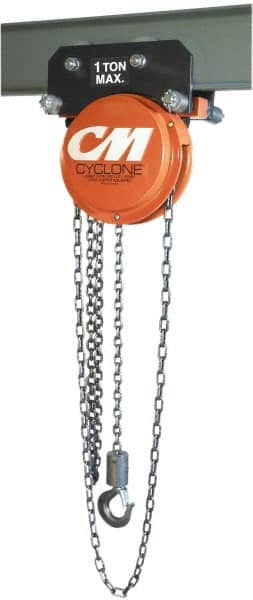 CM - 1,000 Lb. Capacity, Manual Plain Trolley - 22-1/2 Ft. Overhaul to Lift 1 Ft., 46 Lb. Avg Pull to Lift Rated Load - Exact Tooling