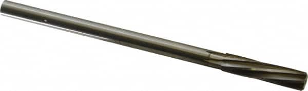 Made in USA - 27/64" High Speed Steel 6 Flute Chucking Reamer - Spiral Flute, 0.373" Straight Shank, 1-3/4" Flute Length, 7" OAL - Exact Tooling