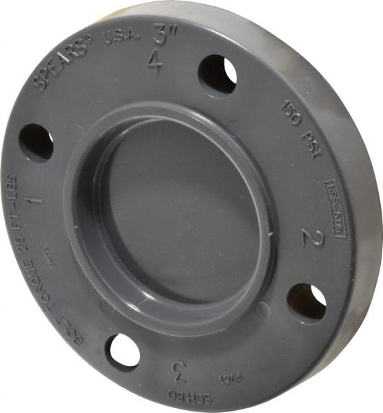 Value Collection - 3" Pipe, 7-5/8" OD, PVC Blind Pipe Flange - Schedule 80, Gray - Exact Tooling