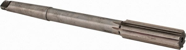 Made in USA - 27/32" High Speed Steel 8 Flute Chucking Reamer - Straight Flute, 2MT Morse Taper Shank, 2-1/2" Flute Length, 9-1/2" OAL - Exact Tooling