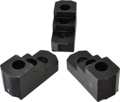 H & R Manufacturing - 12" Max Chuck Diam Compatibility, Case Hardened Steel 1.5mm x 60° Serrated Hard Lathe Top Jaws - 2 Steps, 0.827" Groove Width, 2" Wide x 4-7/8" Long x 2-15/32" High - Exact Tooling