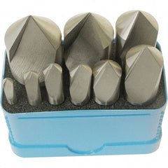 Interstate - 9 Piece, 3/16 to 1" Head Diam, 60° Included Angle, Single End Countersink Set - Exact Tooling