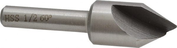 Interstate - 1/2" Head Diam, 1/4" Shank Diam, 1 Flute 60° High Speed Steel Countersink - Exact Tooling
