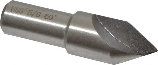 Interstate - 5/8" Head Diam, 1/2" Shank Diam, 1 Flute 60° High Speed Steel Countersink - Exact Tooling