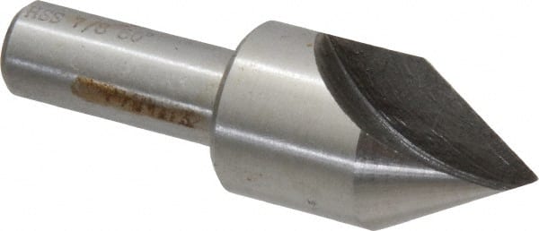 Interstate - 7/8" Head Diam, 1/2" Shank Diam, 1 Flute 60° High Speed Steel Countersink - Exact Tooling
